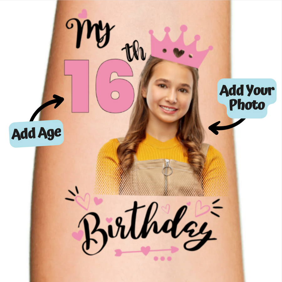 16th Birthday Temporary Tattoo