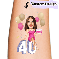 Caricature Birthday Tattoo - Custom Design