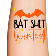 Wasted Bat Halloween Temporary Tattoo