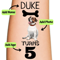 Dog Birthday Bone Customizable Temporary Tattoo