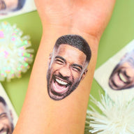 Face Cut-Out Photo with Text Temporary Tattoo