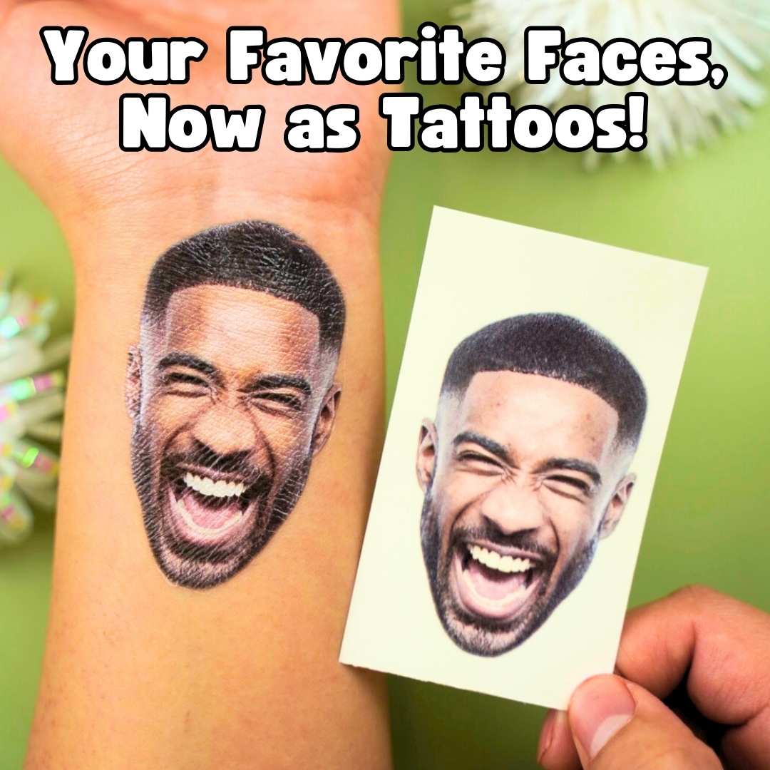 Face Cut-Out Photo with Text Temporary Tattoo