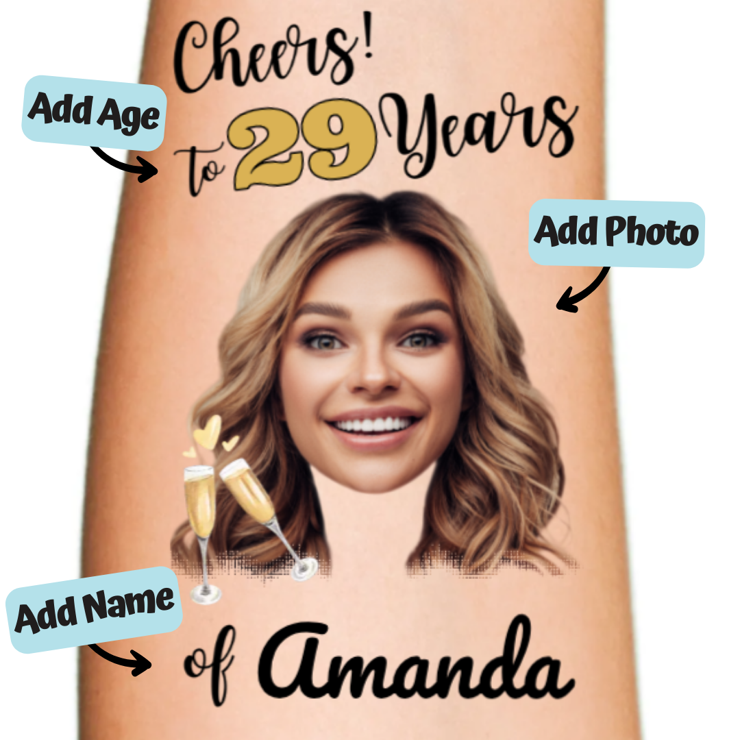 Amazon.com : CORRURE 48pcs Birthday Tattoos - Gold Temporary Tattoos  Metallic for Women and Men - Happy Birthday Squad Tattoos for Girls, 18th  21st 25th 30th or Any Adult Bday - 11