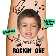 Rockin' One Kid's Custom Birthday Temporary Tattoo